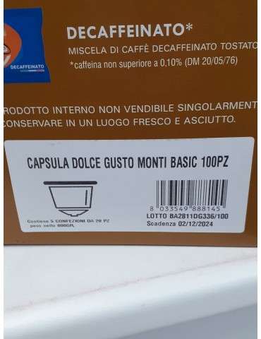 Capsule Dolce Gusto Monti Basic Confezione 100pz